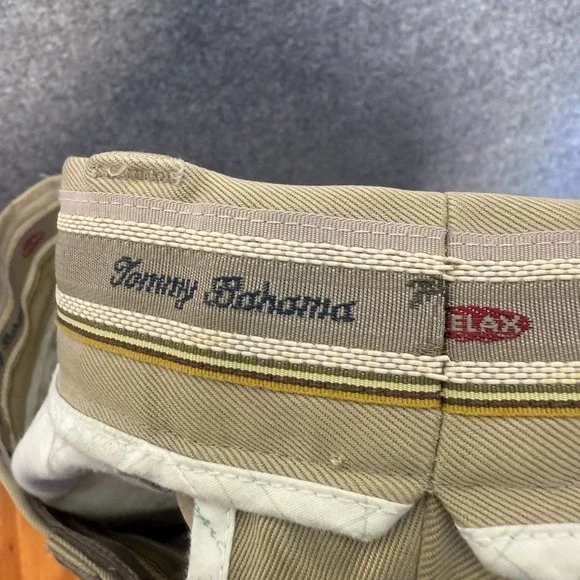 Tommy Bahama Chino Pants Mens 38x30 100% Silk Khaki Relaxed Pleated Old Money - Picture 10 of 13